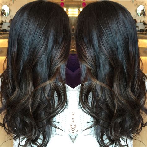 dark hair with caramel highlights